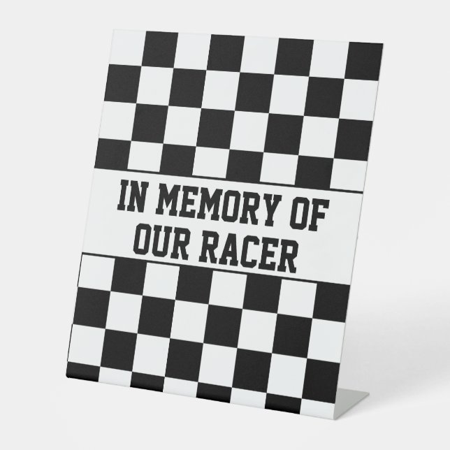 Racing Checkered Sieger Flag Schwarz-Weiß Sockelschild (Vorderseite)