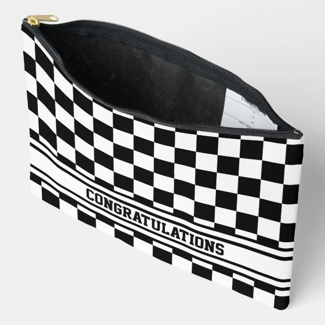 Racing Checkered Sieger Flag Schwarz-Weiß Zubehörtasche (Offen)