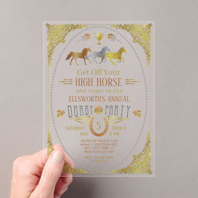Racing Derby Day Party Art Deco Acryleinladungen (Insitu (Handheld))