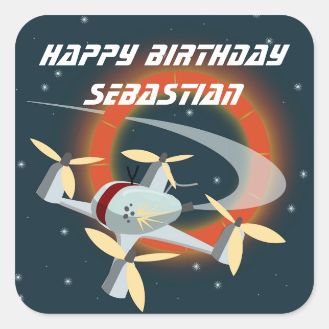 Racing-Drohne Quadratischer Aufkleber (Vorderseite)