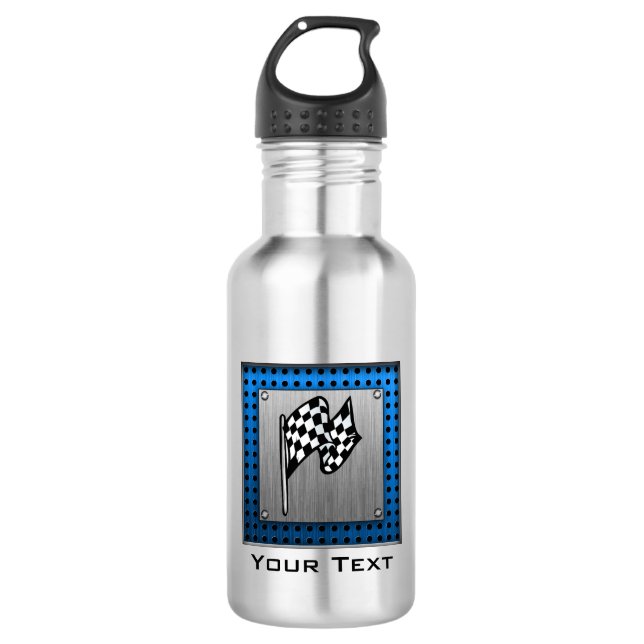 Racing Flag mit gepinseltem Metallaussehen Trinkflasche (Vorderseite)