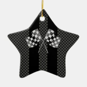 Racing Flags auf Carbon Fibre Black Stripes Keramikornament