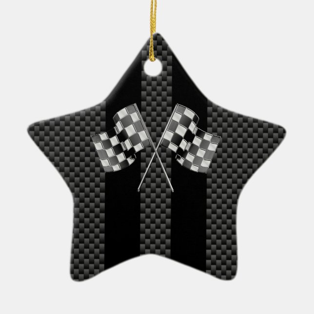 Racing Flags auf Carbon Fibre Black Stripes Keramikornament (Vorne)