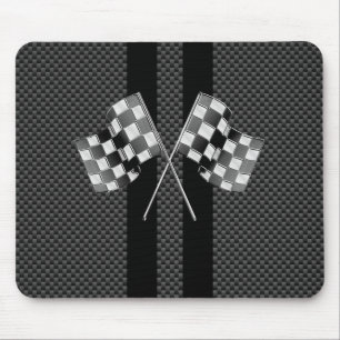 Racing Flags auf schwarzem Streifen Carbon Fibre S Mousepad
