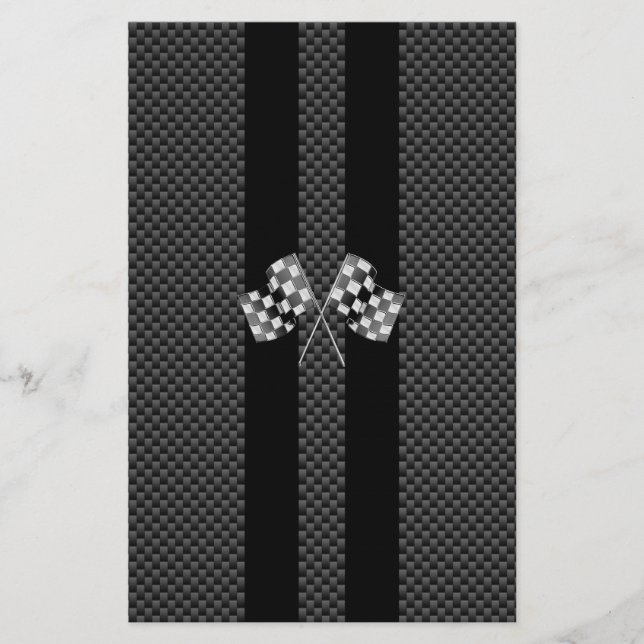 Racing Flags auf Streifen Carbon Fibre wie Style Briefpapier (Vorderseite)