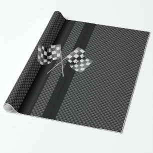 Racing Flags auf Streifen Carbon Fibre wie Style Geschenkpapier