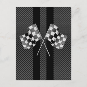 Racing Flags auf Streifen Carbon Fibre wie Style Postkarte