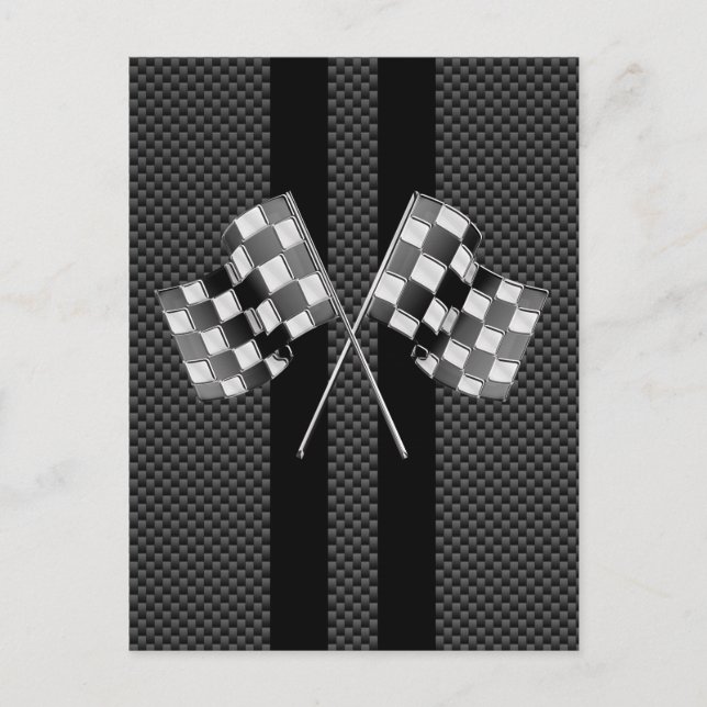 Racing Flags auf Streifen Carbon Fibre wie Style Postkarte (Vorderseite)