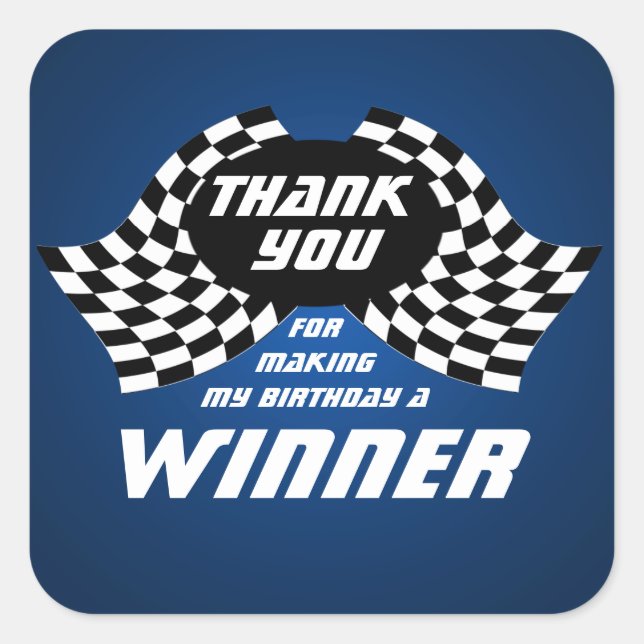 Racing Flags Danke Blue Quadratischer Aufkleber (Vorderseite)