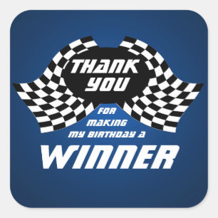Racing Flags Danke Blue Quadratischer Aufkleber