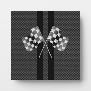 Racing Flags on Stripes Carbon Fiber Like Style Fotoplatte
