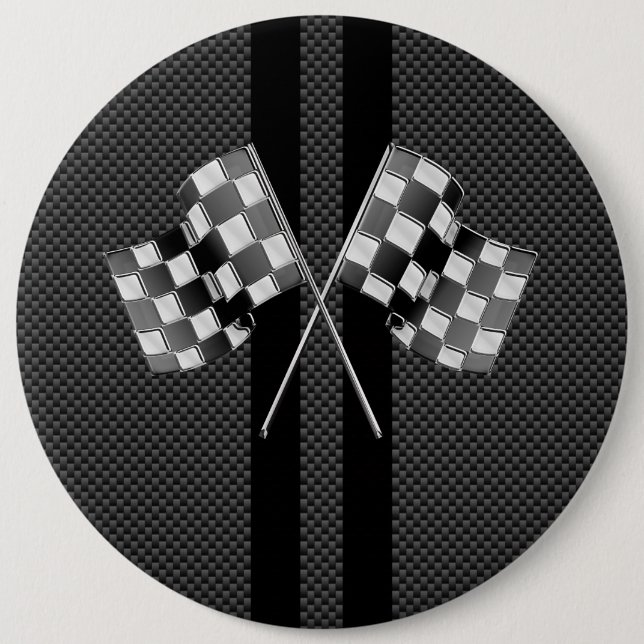 Racing Flags Stripes im Carbon Fibre Style Dekor Button (Vorderseite)