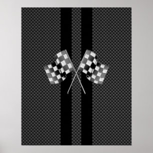 Racing Flags Stripes im Carbon Fibre Style Dekor Poster
