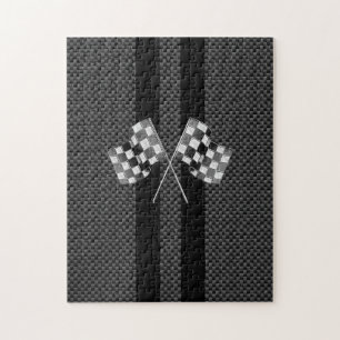 Racing Flags Stripes im Carbon Fibre Style Dekor Puzzle