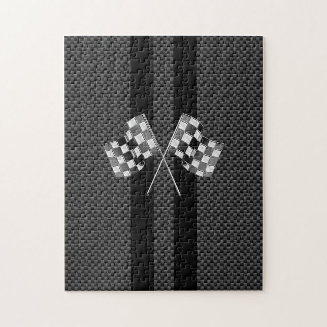 Racing Flags Stripes im Carbon Fibre Style Dekor Puzzle (Vertikal)