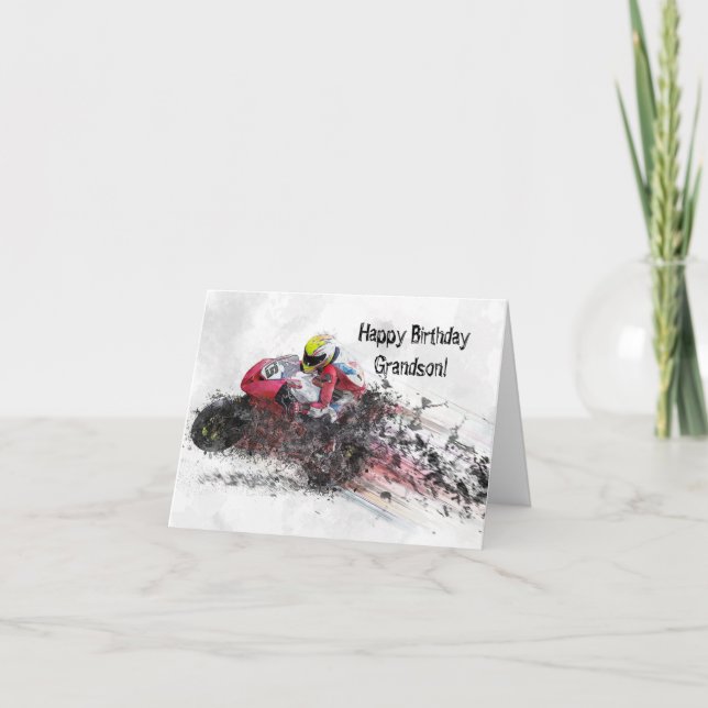 RACING GRANDSON BIRTHDAY CARD KARTE (Vorderseite)