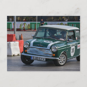 Racing Green Classic Mini Cooper Autokarte Postkarte