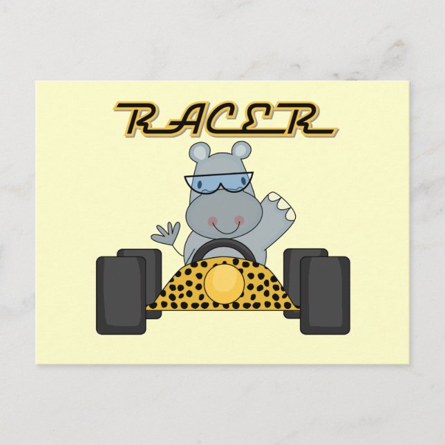 Racing Hippo T - Shirt und Geschenke Postkarte (Vorderseite)