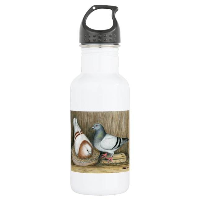 Racing Homers Zuhause Life Edelstahlflasche (Vorderseite)