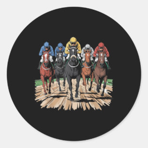Racing Jockey Racer Derby Rider Gifts Men Wo Runder Aufkleber