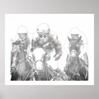 Racing Jockey Riding Schwarz-weiß Print