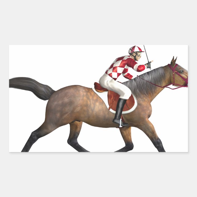 Racing Jockey und Horse Rechteckiger Aufkleber (Vorderseite)