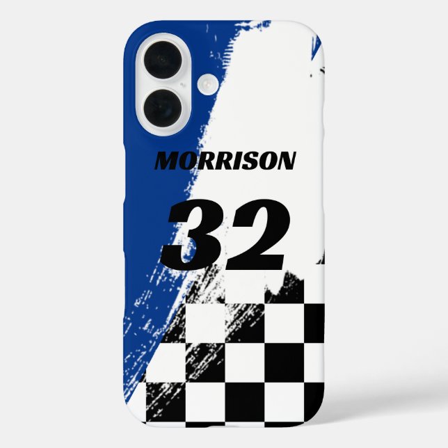 Racing Name Number Blue Black and White  Case-Mate iPhone Hülle (Rückseite)