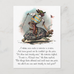 Racing Rabbit Riding Tortoise Postkarte