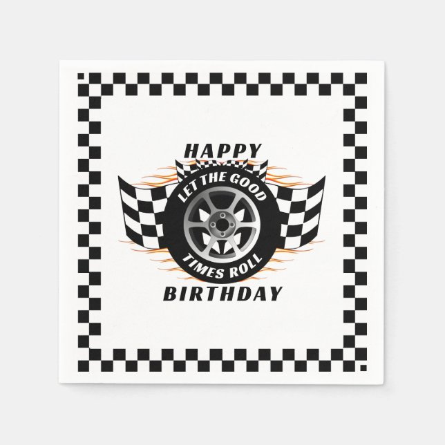 Racing Racecar Sports Car Checkered Supplies Party Serviette (Vorderseite)