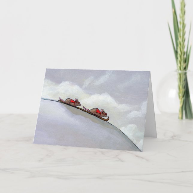 Racing Ratten Ski abwärts Spaß einzigartige Ratten Karte (Vorderseite)