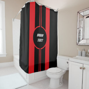 Racing Red Double Stripes Sport Custom Duschvorhang