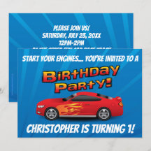 Racing Red Race Car Flames Boys Geburtstagsparty