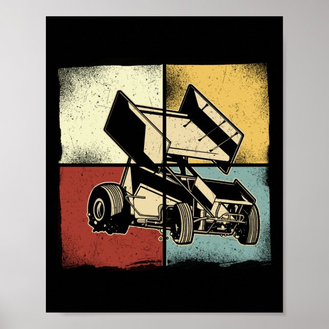 Racing Retro Sprint Car Sprint Car Poster (Vorne)