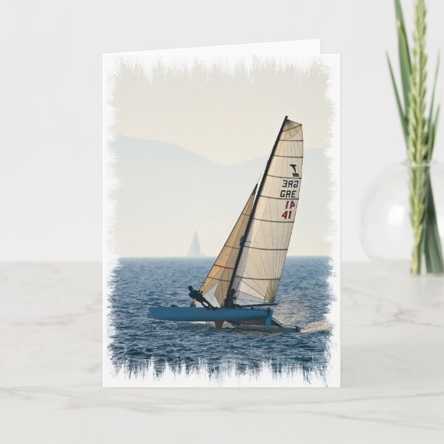 Racing Sailboat Grußkarte Karte (Vorderseite)