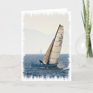 Racing Sailboat Grußkarte Karte
