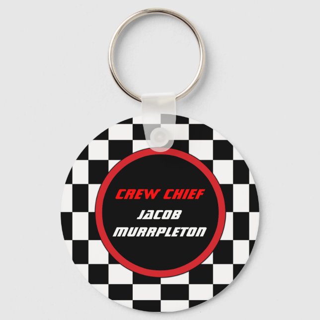 Racing-Schachbrett - Benutzerdefinierter Keyring Schlüsselanhänger (Vorderseite)