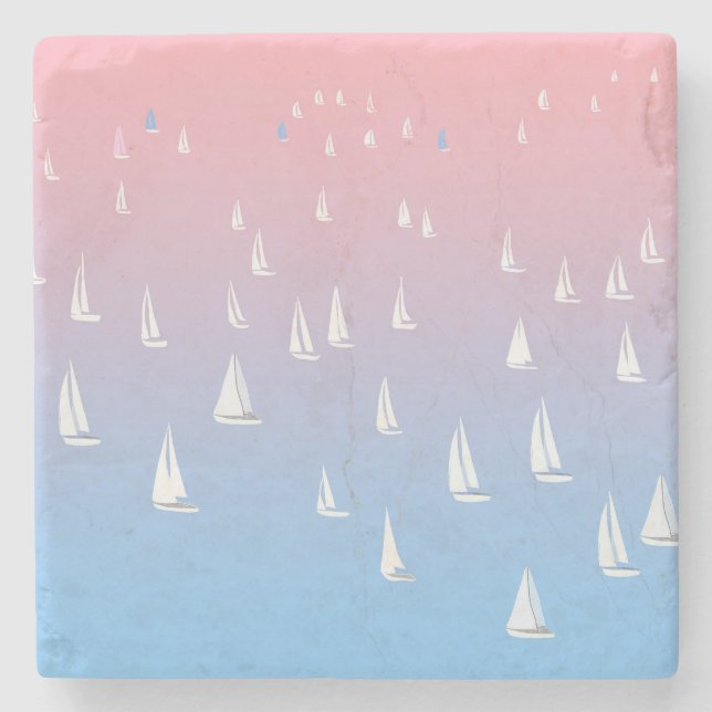 Racing Segelboote im offenen Meer Steinuntersetzer (Vorderseite)