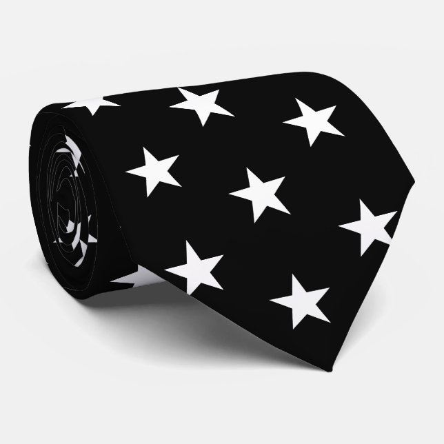 Racing Silks Black with White Stars Derby Krawatte (Gerollt)
