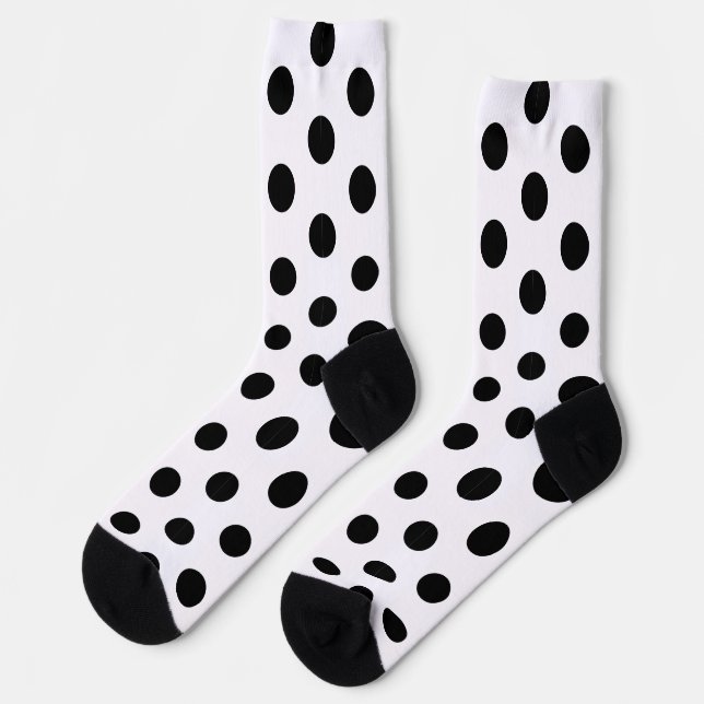 Racing Silks Dots Black on White Derby Polka Dot Socken (Linkes Detail)