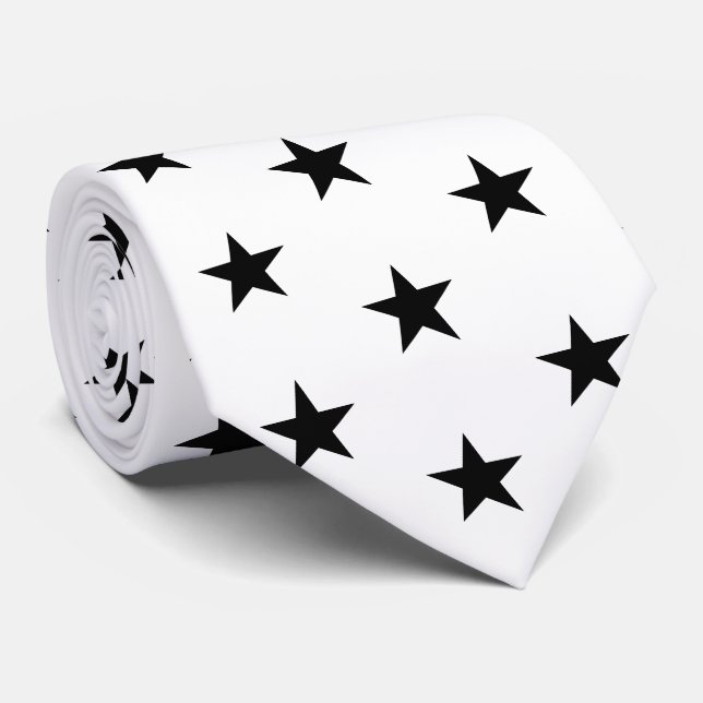 Racing Silks White with Black Stars Derby Krawatte (Gerollt)