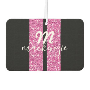 Racing Stripes Rosa Glitzer Herz Form Auto Name Autolufterfrischer