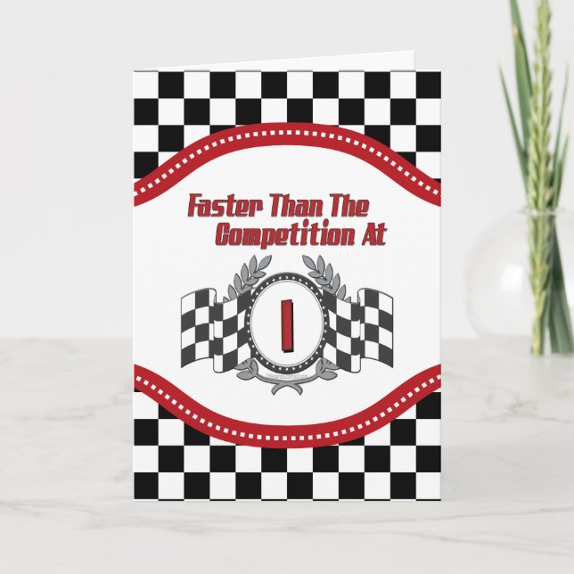 Racing Thema 1. Geburtstag Karte (Vorderseite)