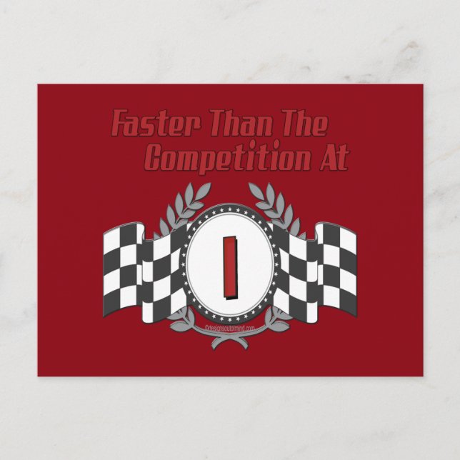 Racing Thema 1. Geburtstag Postkarte (Vorderseite)