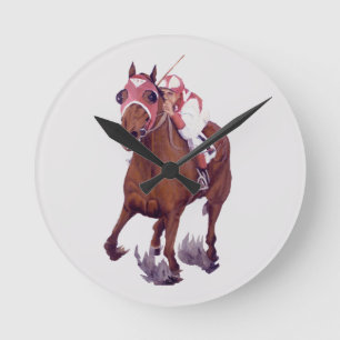 Racing Thoroughbred ist das siegreiche Pferd Runde Wanduhr