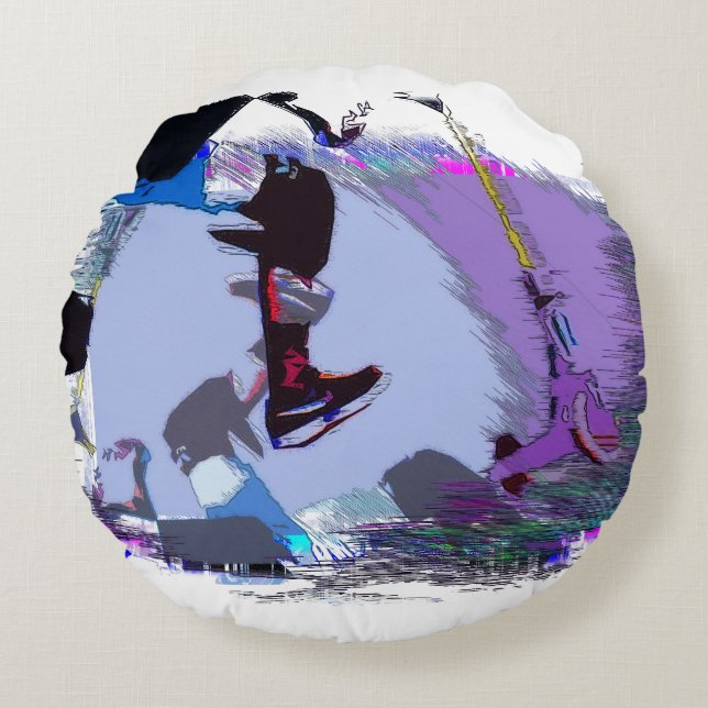 Racing to Scoot - Stunt Scooter Rundes Kissen (Vorderseite)