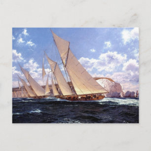 Racing-Yachten an den Needles, Isle of Wight Postkarte