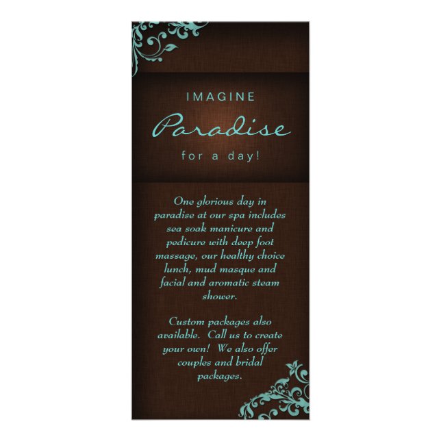 Rack Card Blumengeflecht Salon Wellness-Center Bla Werbekarte (Vorne)