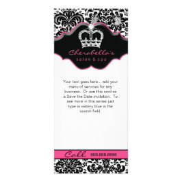 Rack Card Damask White Black Pink Floral Crown Werbekarte