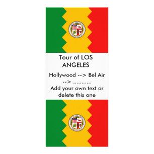 Rack Card mit Flag Los Angeles, Kalifornien Werbekarte