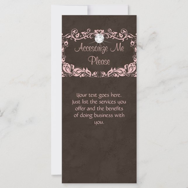 Rack Card Schmuck Diamond Blumenrosa Braun (Vorderseite)